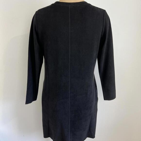 JOH women's Size Small Black Long Sleeve A Line Sweater Dress Faux Suede Gogo - Picture 4 of 10